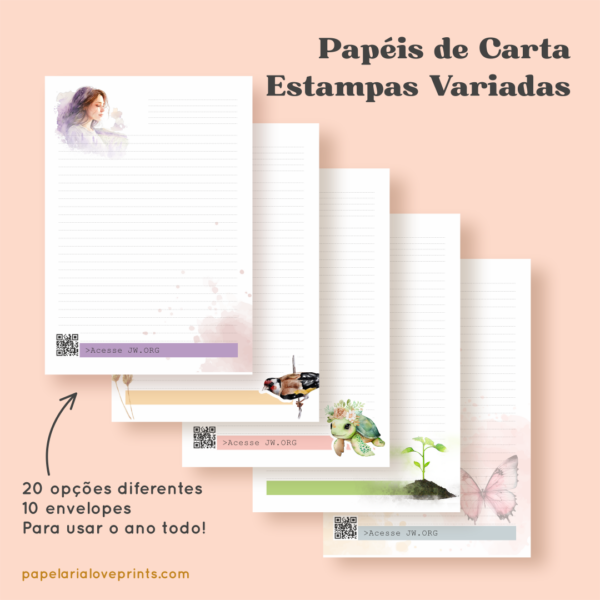 Papel de Cartas | Kit Estampas Variadas | Arquivo PDF - Imagem 1