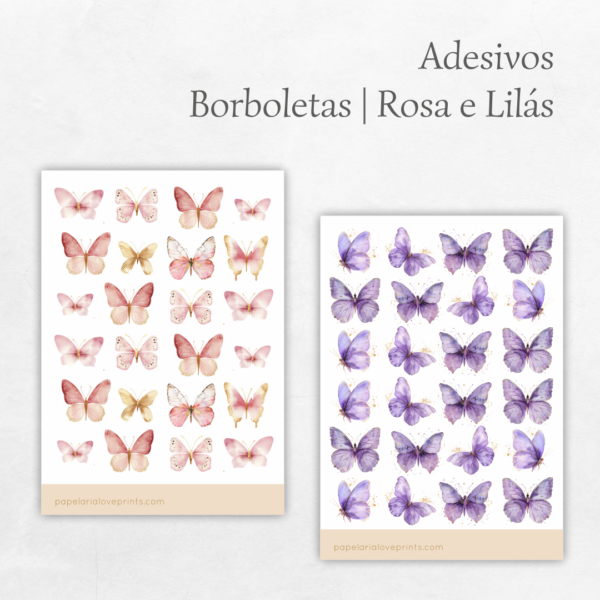 Adesivos Borboletas Rosa e Lilás | Coleção Borboletas 2025 - Imagem 1