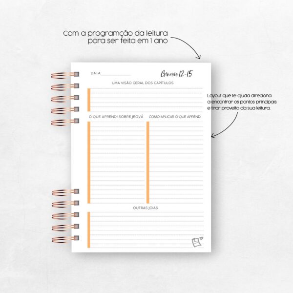caderno leitura da bíblia