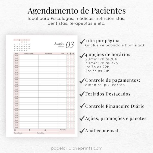 Agenda 2026 de Atendimentos de Consultas Médica, Dentista, Nutricionista, Psicóloga, Terapeuta - Imagem 2