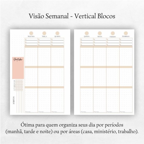 layout semanal vertical blocos