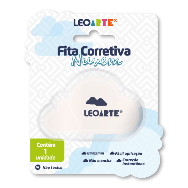Fita Corretiva  8MX5MM  NUVEM -  CORES SORTIDAS -  LEOARTE - Imagem 3