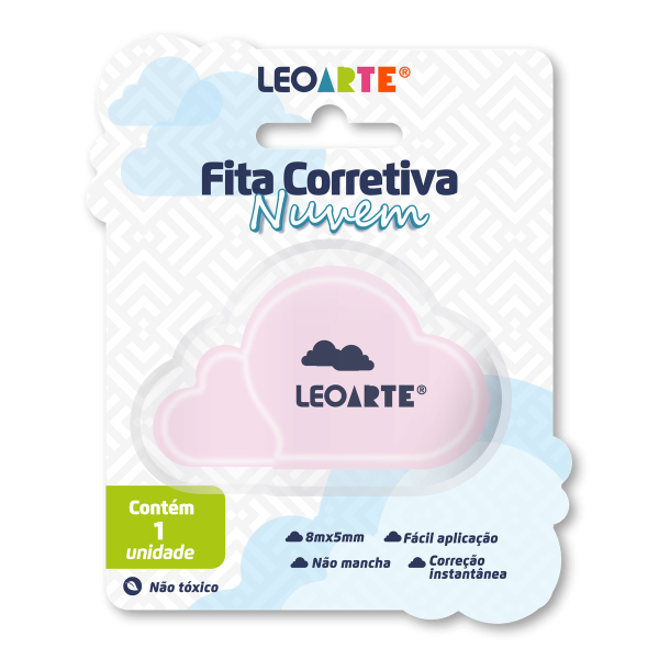 Fita Corretiva  8MX5MM  NUVEM -  CORES SORTIDAS -  LEOARTE - Imagem 1