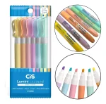 Marca texto lumini LITE PASTEL - ESTOJO C/6 CORES - CIS
